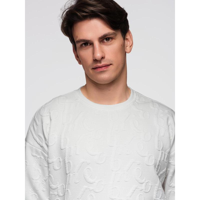Pánská mikina RELAXED FIT s reliéfními písmeny – ecru V2 B1712