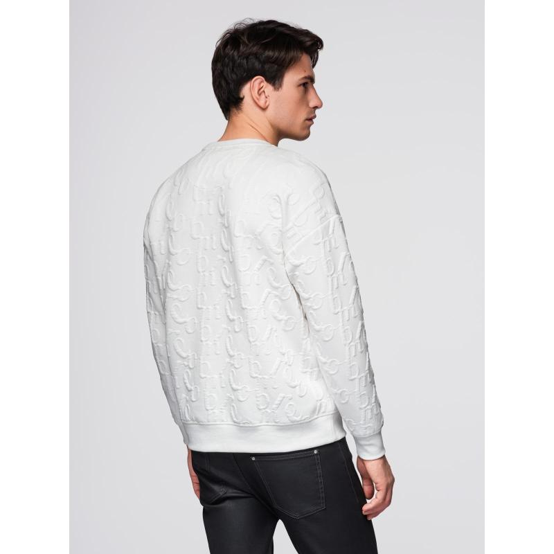 Pánská mikina RELAXED FIT s reliéfními písmeny – ecru V2 B1712