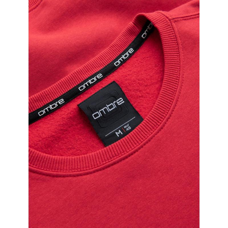 Pánská mikina bez streče s kulatým výstřihem a nášivkou – červená V1 B1713