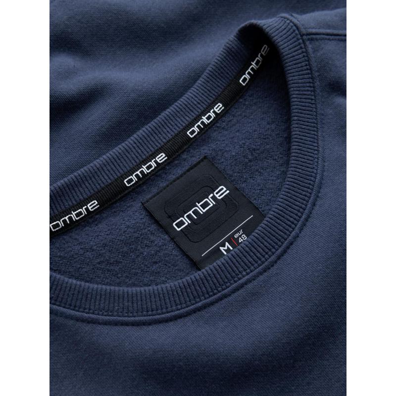 Pánská mikina s kulatým výstřihem a nášivkou – tmavě modrá V2 B1713