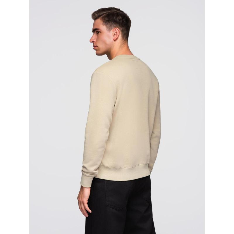 Pánská mikina bez streče s nášivkou – béžová V3 B1713