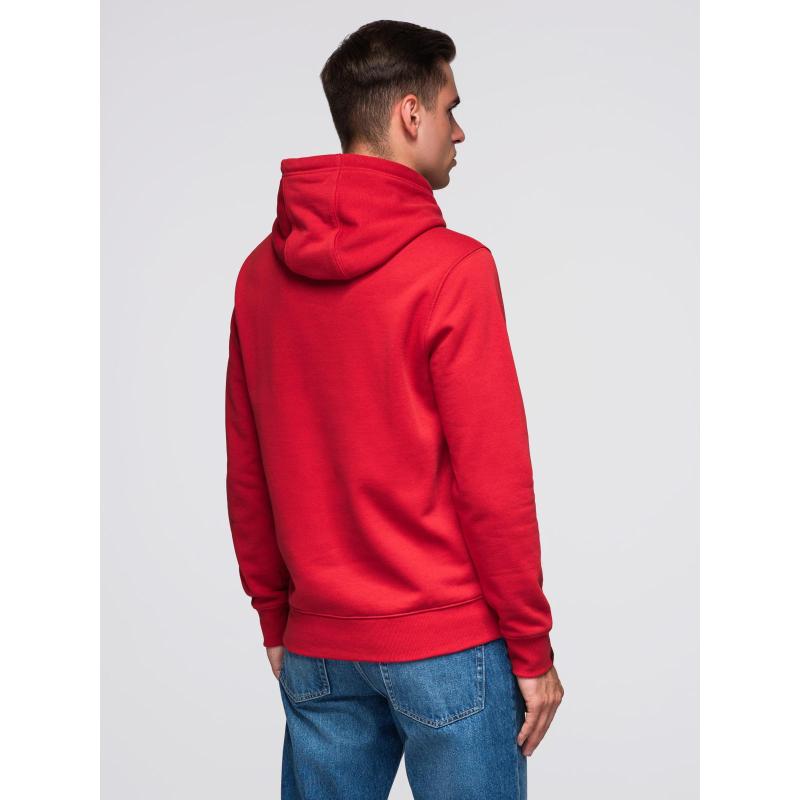 Pánská mikina s kapucí a potiskem college – červená V1 B1714