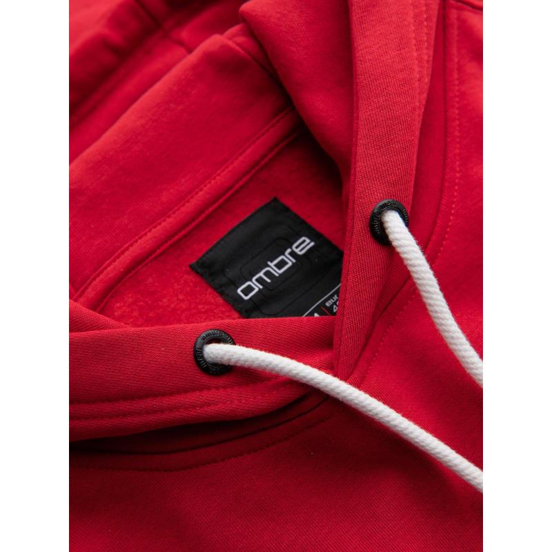 Pánská mikina s kapucí a potiskem college – červená V1 B1714