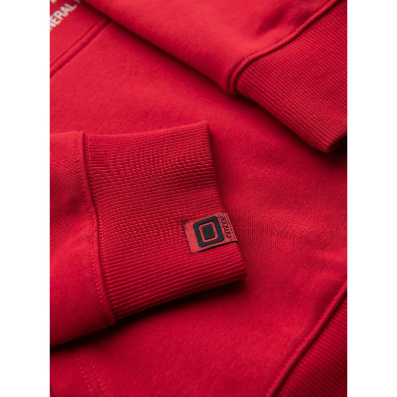 Pánská mikina s kapucí a potiskem college – červená V1 B1714