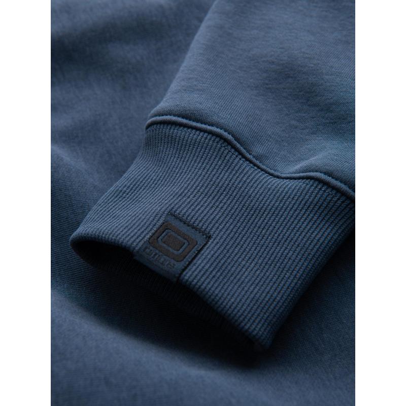 Pánská sportovní mikina s kapucí a velkým potiskem – tmavě modrá V2 B1714