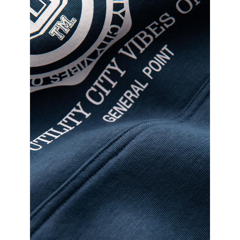 Pánská sportovní mikina s kapucí a velkým potiskem – tmavě modrá V2 B1714