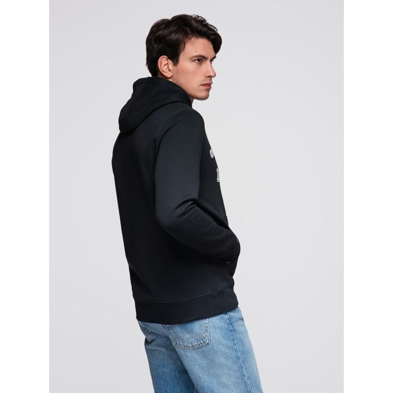 Pánská mikina s kapucí a grafikou – černá V3 B1714