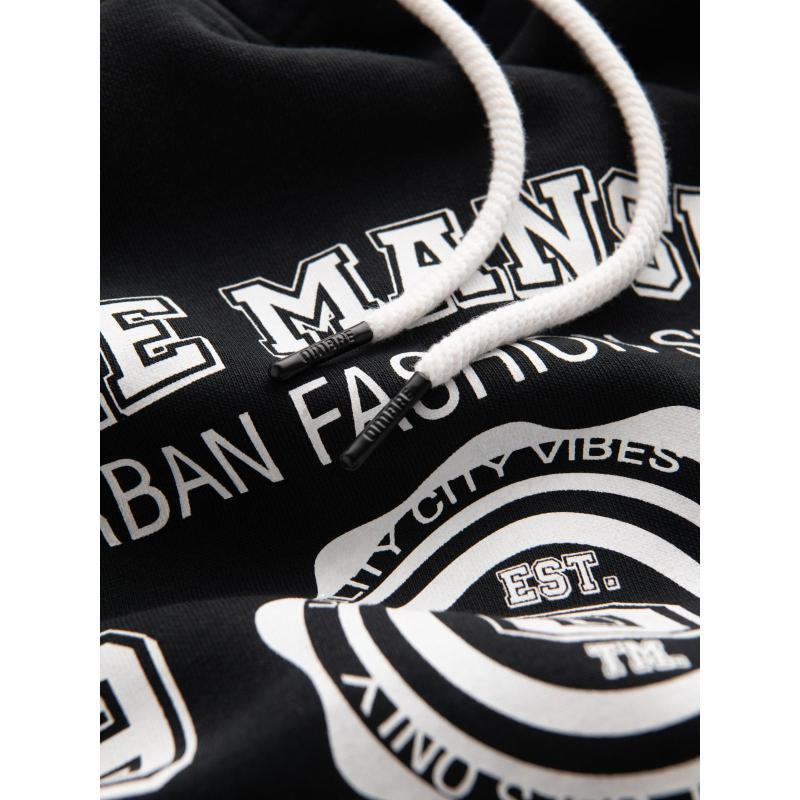 Pánská mikina s kapucí a grafikou – černá V3 B1714