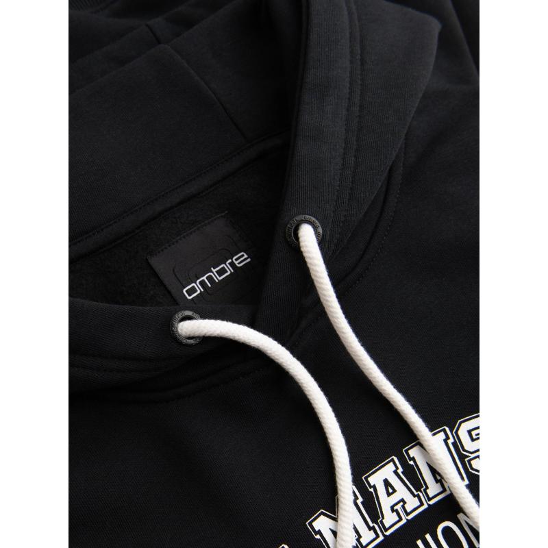 Pánská mikina s kapucí a grafikou – černá V3 B1714