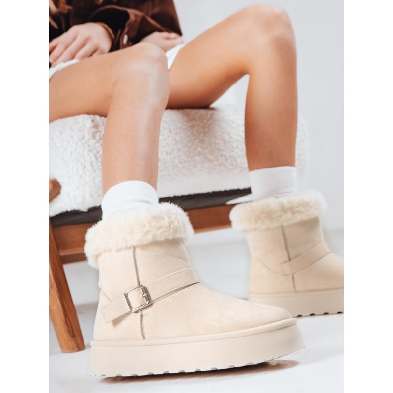 Női szarvasbőr hócsizma bézs szőrmével