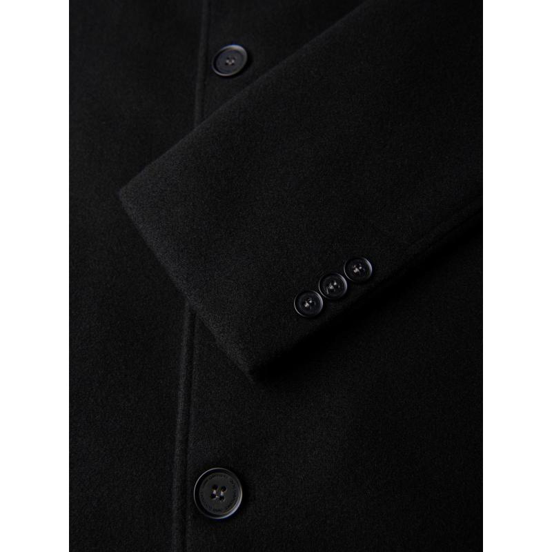 Férfi hosszú egy soros kabát gallérral és béléssel – fekete V1 OM-COWC-0135