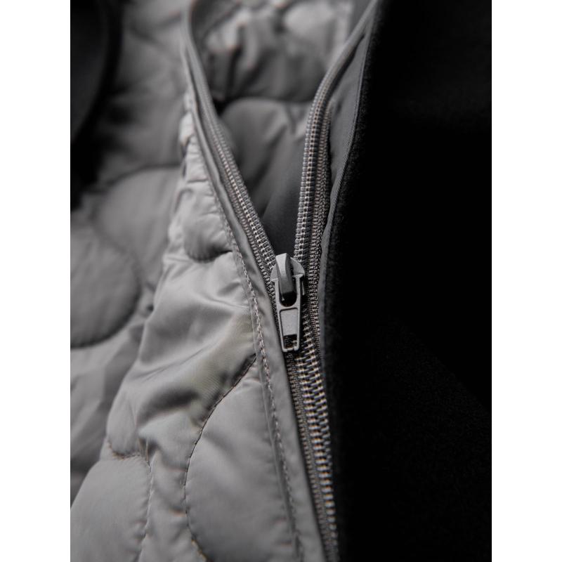 Férfi hosszú egy soros kabát gallérral és béléssel – fekete V1 OM-COWC-0135