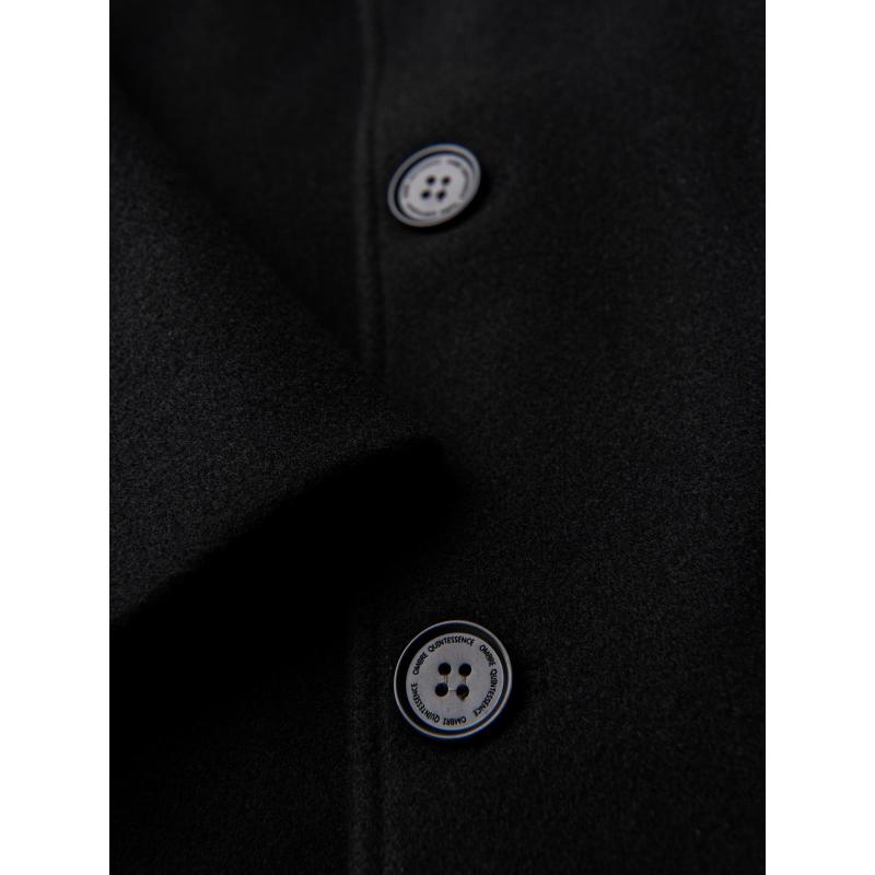 Férfi hosszú egy soros kabát gallérral és béléssel – fekete V1 OM-COWC-0135