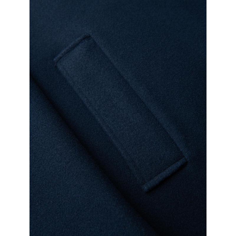 Hosszú, egyrétegű, galléros, bélelt férfi kabát – sötétkék V3 OM-COWC-0135