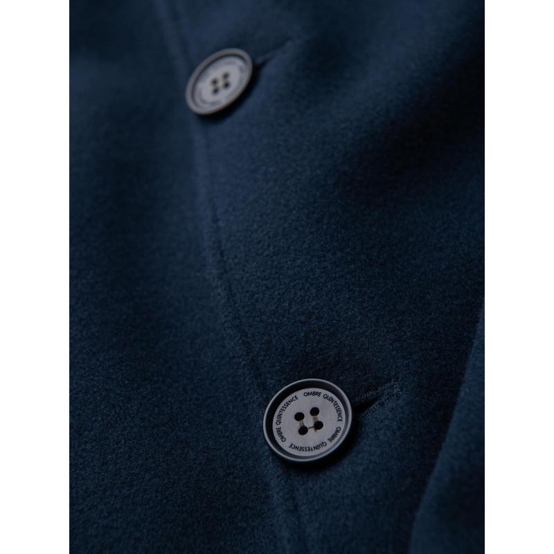 Hosszú, egyrétegű, galléros, bélelt férfi kabát – sötétkék V3 OM-COWC-0135