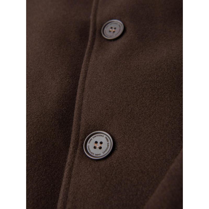 Egyrétegű, galléros, bélelt, hosszú férfi kabát – barna V4 OM-COWC-0135