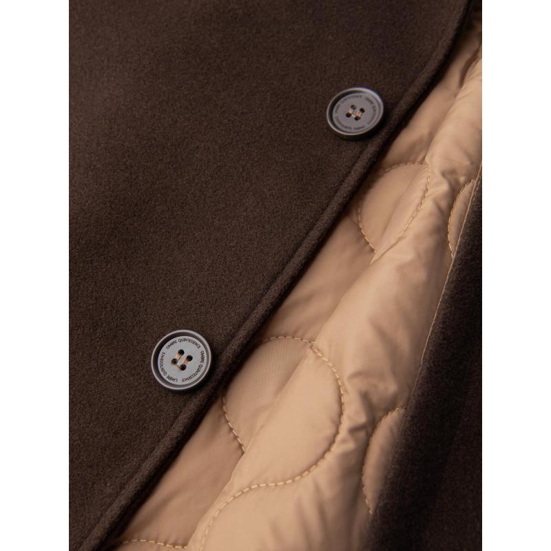 Egyrétegű, galléros, bélelt, hosszú férfi kabát – barna V4 OM-COWC-0135
