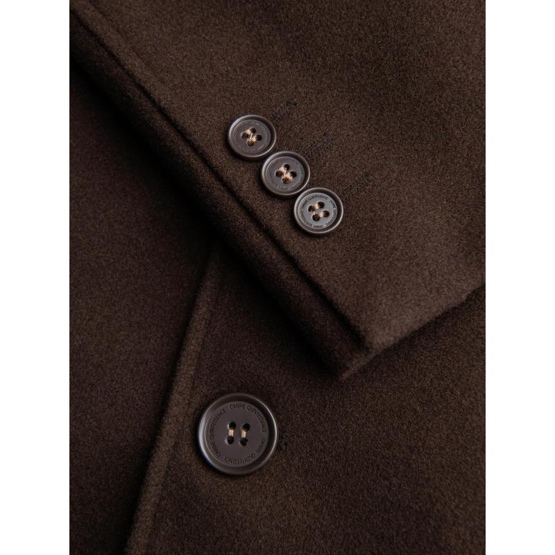 Egyrétegű, galléros, bélelt, hosszú férfi kabát – barna V4 OM-COWC-0135
