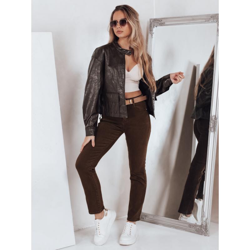 Női skinny szűkített farmer barna