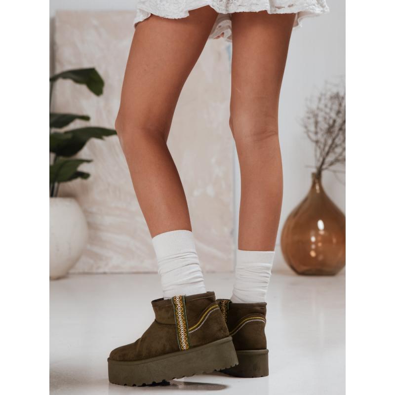 Női szarvasbőr hócipő zöld