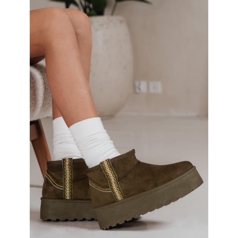 Női szarvasbőr hócipő zöld