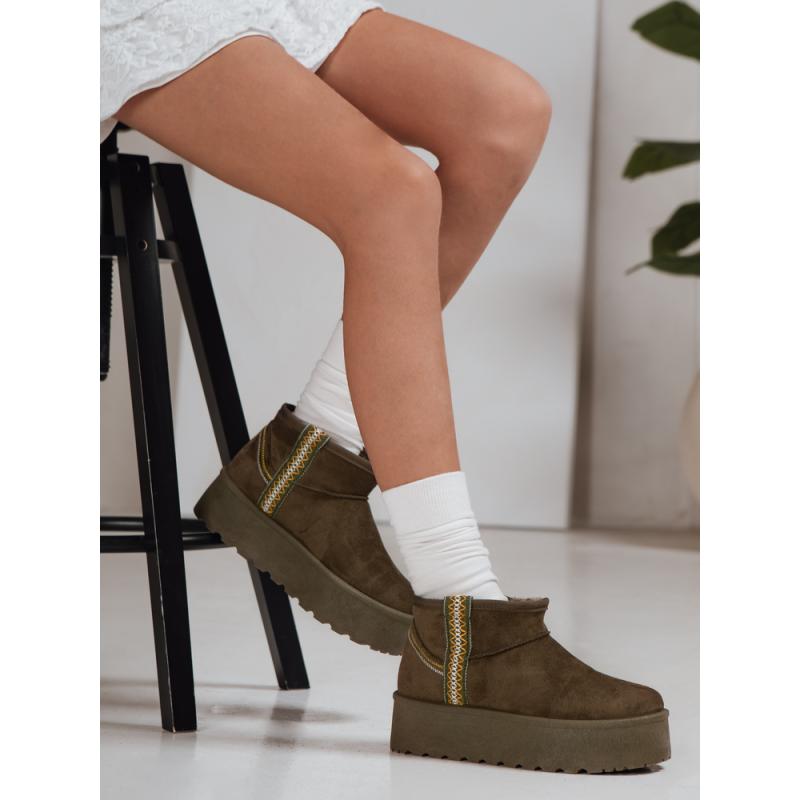 Női szarvasbőr hócipő zöld