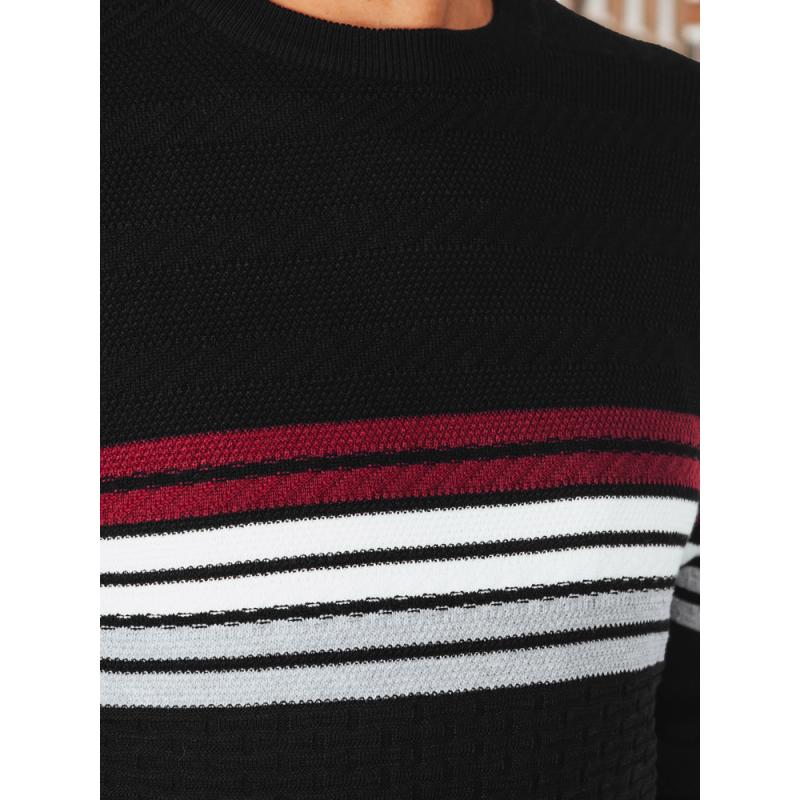 Pánský svetr s pruhy, černý