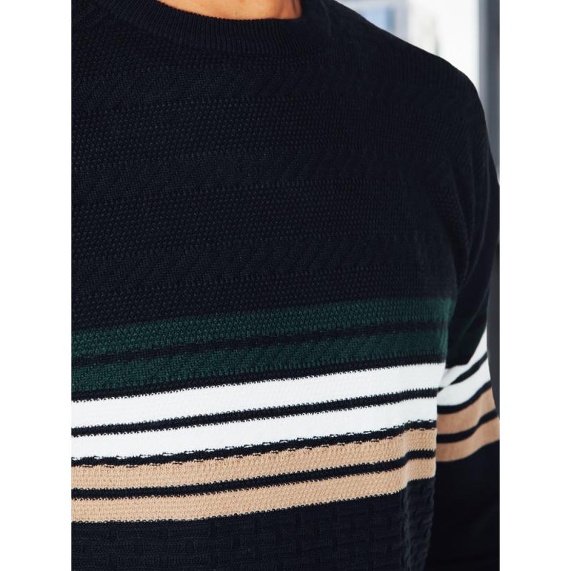 Pánský svetr s pruhy, tmavě modrý