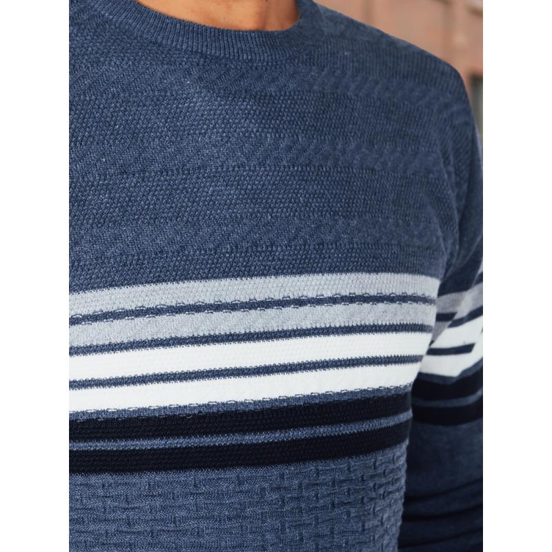 Pánský svetr s pruhy, modrý