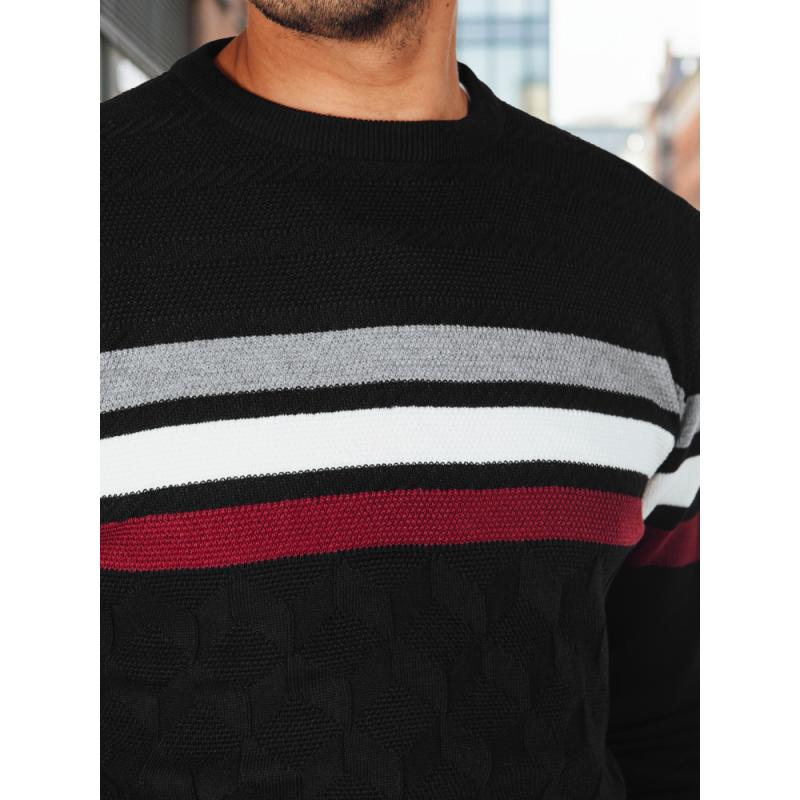 Pánský svetr s pruhy, černý