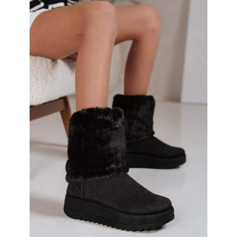 Dámske čierne semišové snehové topánky