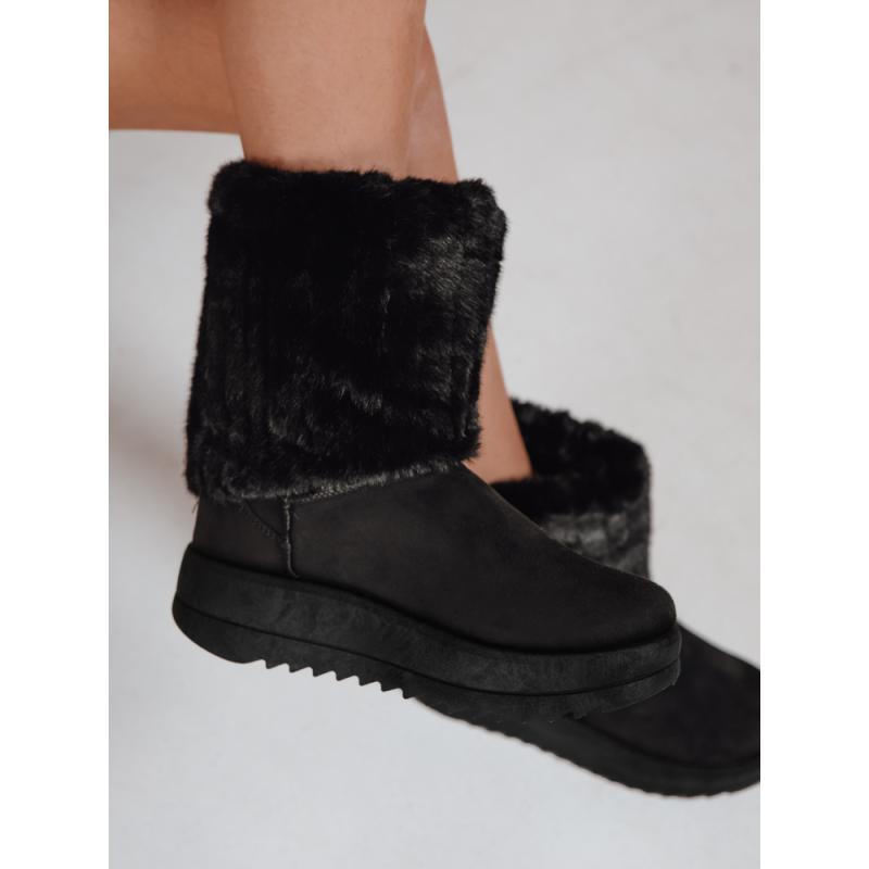 Dámske čierne semišové snehové topánky