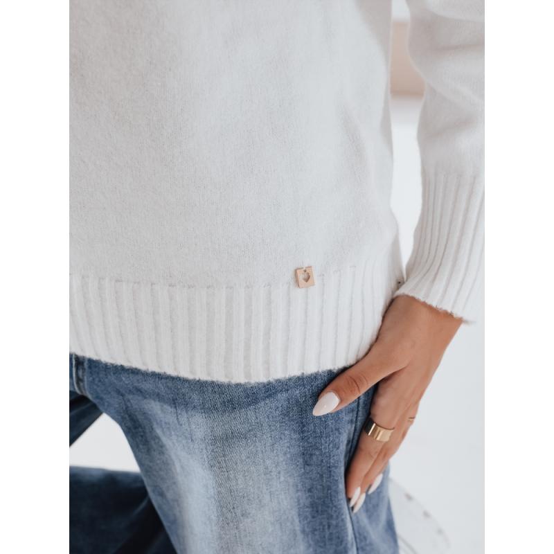 Dámska mikina s polovičným viazaným golierom, biela farba