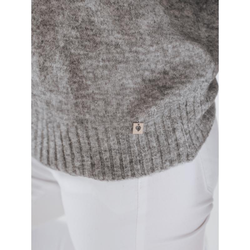 Dámska mikina s polovičným viazaným golierom, sivá farba