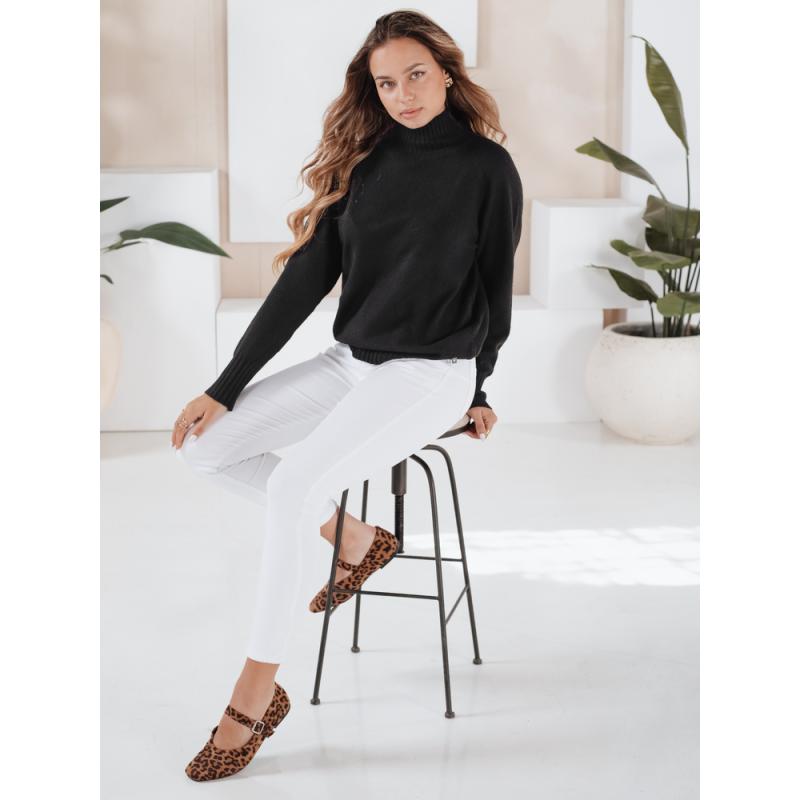 Dámska mikina s polovičným viazaným golierom, čierna farba