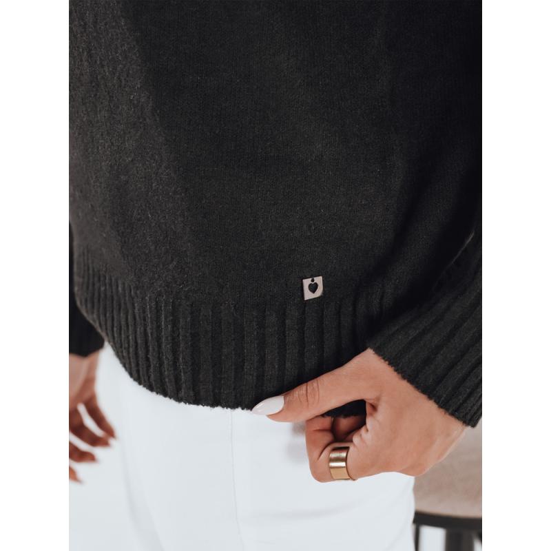 Dámska mikina s polovičným viazaným golierom, čierna farba