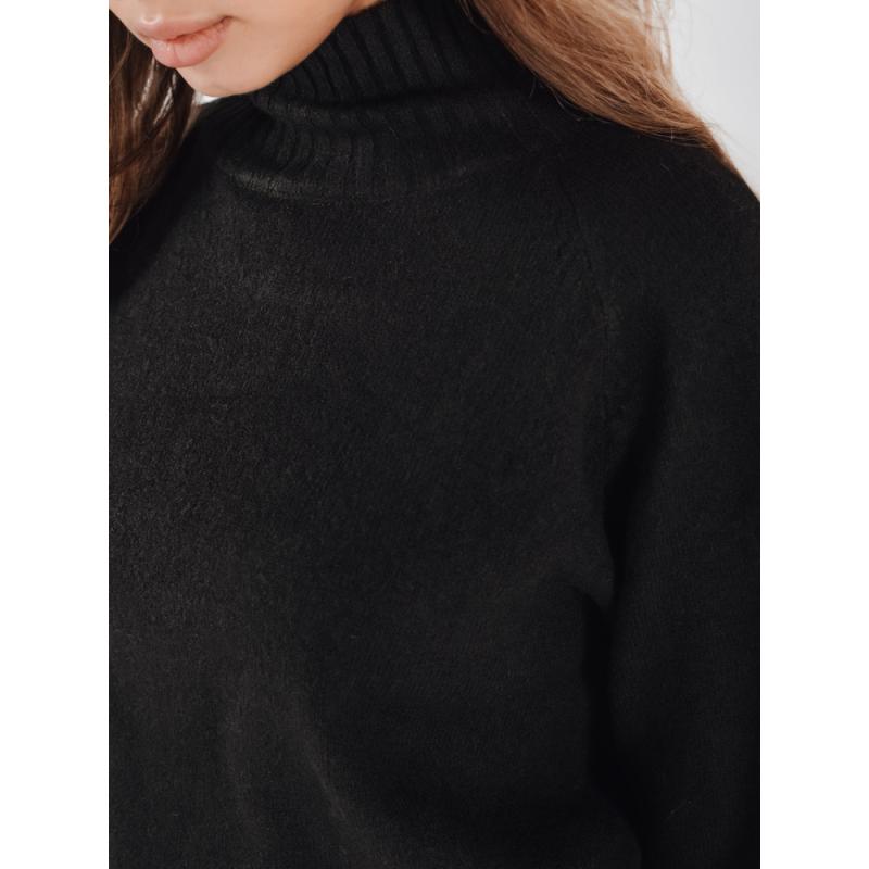 Dámska mikina s polovičným viazaným golierom, čierna farba