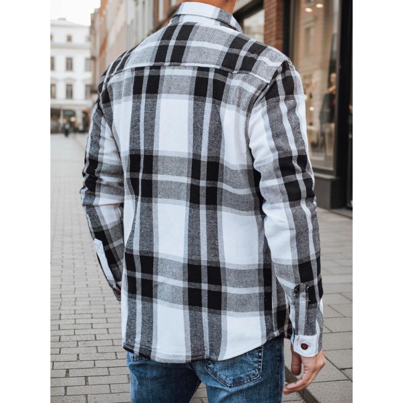 Pánska flanelová košeľa s čierno-bielym kockovaným vzorom