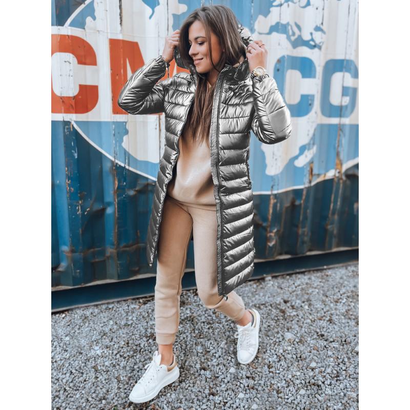 Dámska strieborná prešívaná zimná bunda LESSI