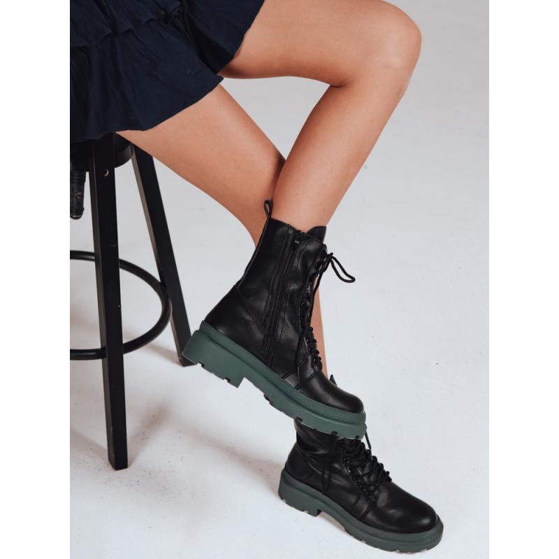 Dámske členkové topánky HARDSTEP na šnúrky, čierne