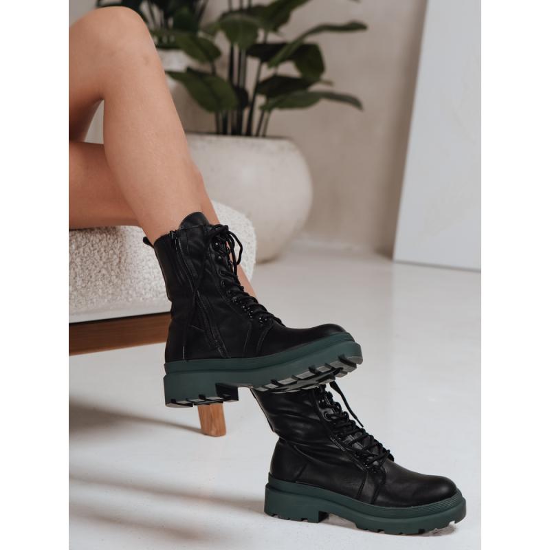 Dámske členkové topánky HARDSTEP na šnúrky, čierne