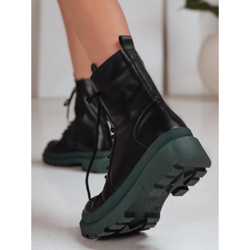 Dámske členkové topánky HARDSTEP na šnúrky, čierne