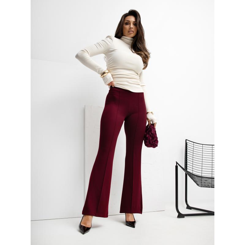 Burgundské basic nohavice s vysokým pásom RUE PARIS