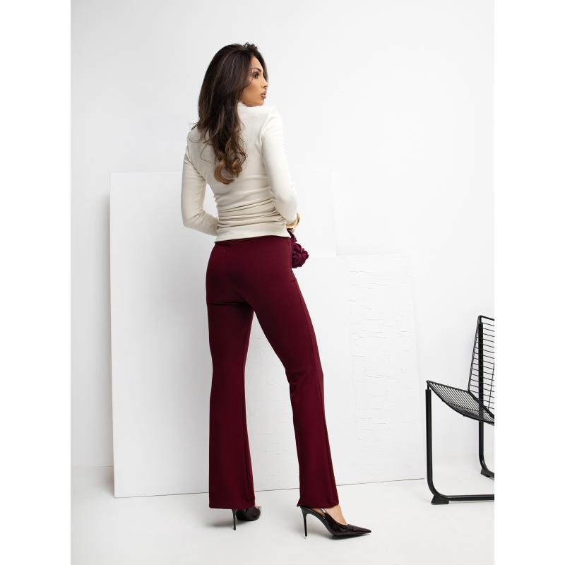 Burgundské basic nohavice s vysokým pásom RUE PARIS