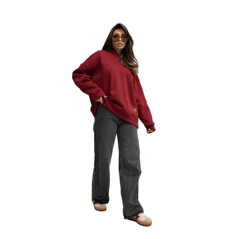 Bordó alap pulóver kapucnival és béléssel RUE PARIS