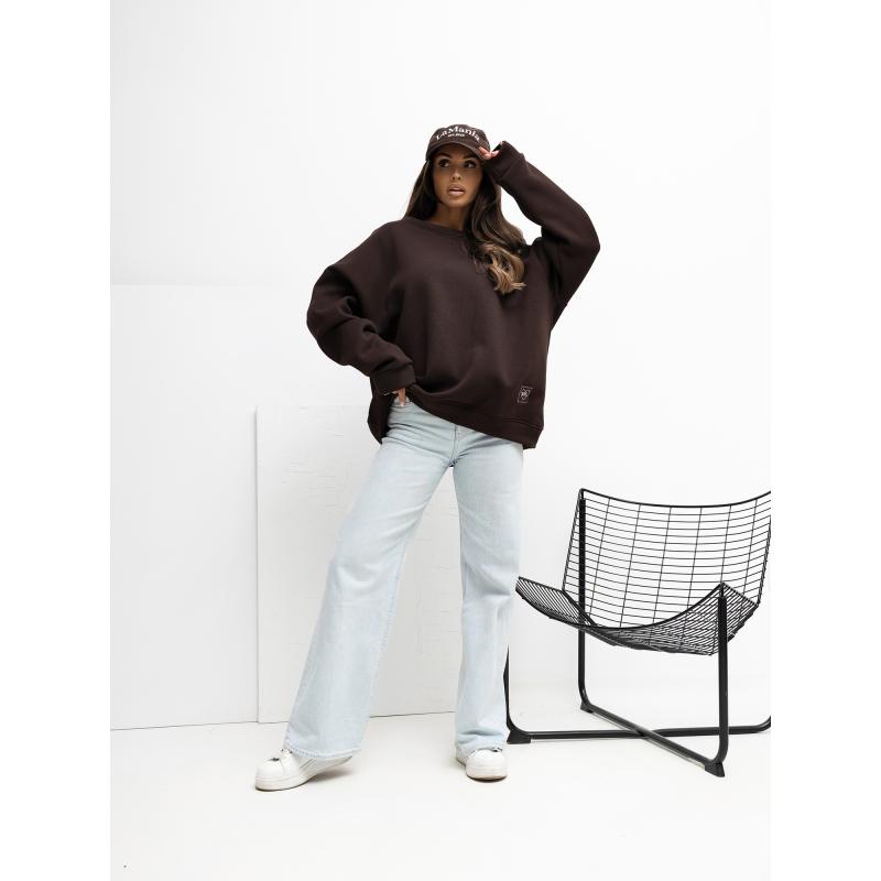 Csokoládé alap pulóver béléssel RUE PARIS