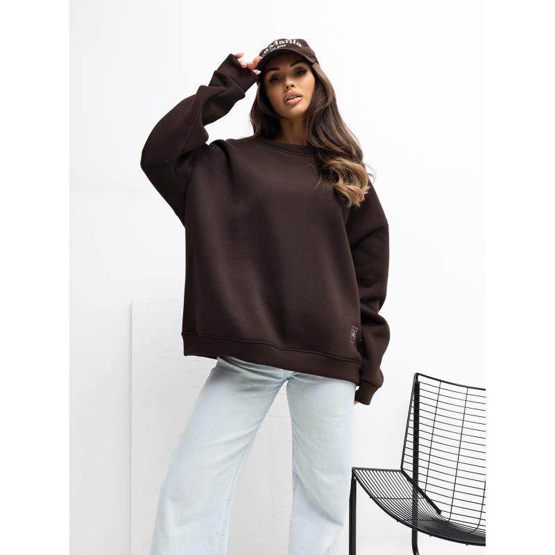 Csokoládé alap pulóver béléssel RUE PARIS
