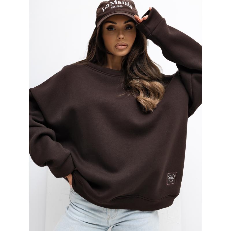 Csokoládé alap pulóver béléssel RUE PARIS