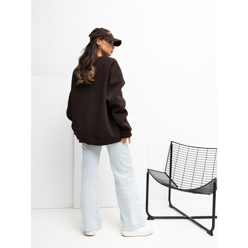Csokoládé alap pulóver béléssel RUE PARIS