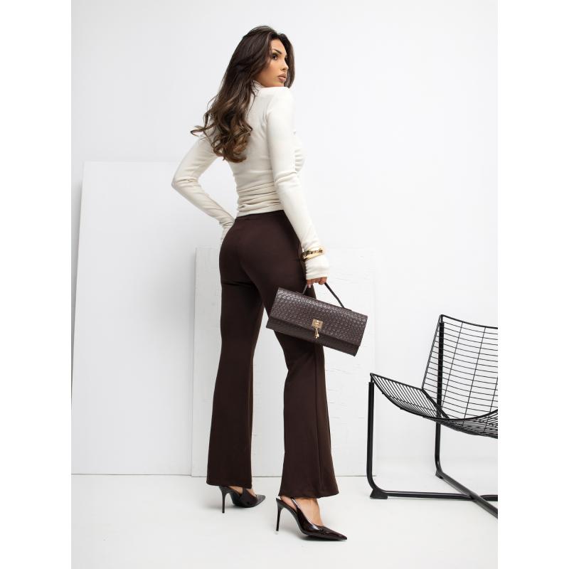 Čokoládové nohavice s rozšírenými nohavicami RUE PARIS